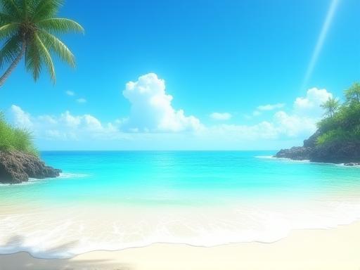Beautiful turquoise waters and white sand beach in Okinawa