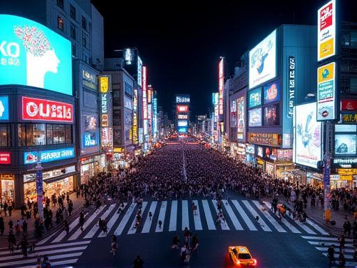 Vibrant Shibuya Crossing in Tokyo at night