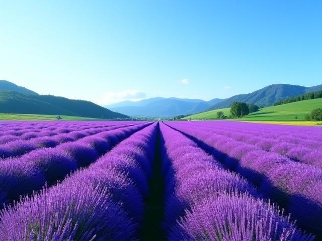 Beautiful lavender fields in Hokkaido during summer