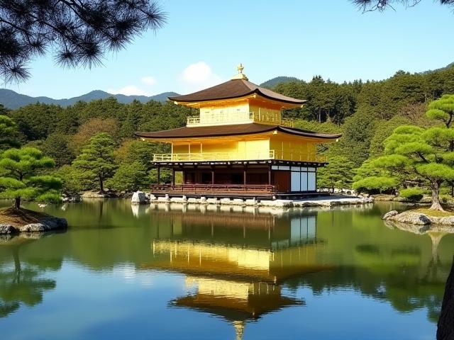 Serene Kinkaku-ji Golden Pavilion in Kyoto